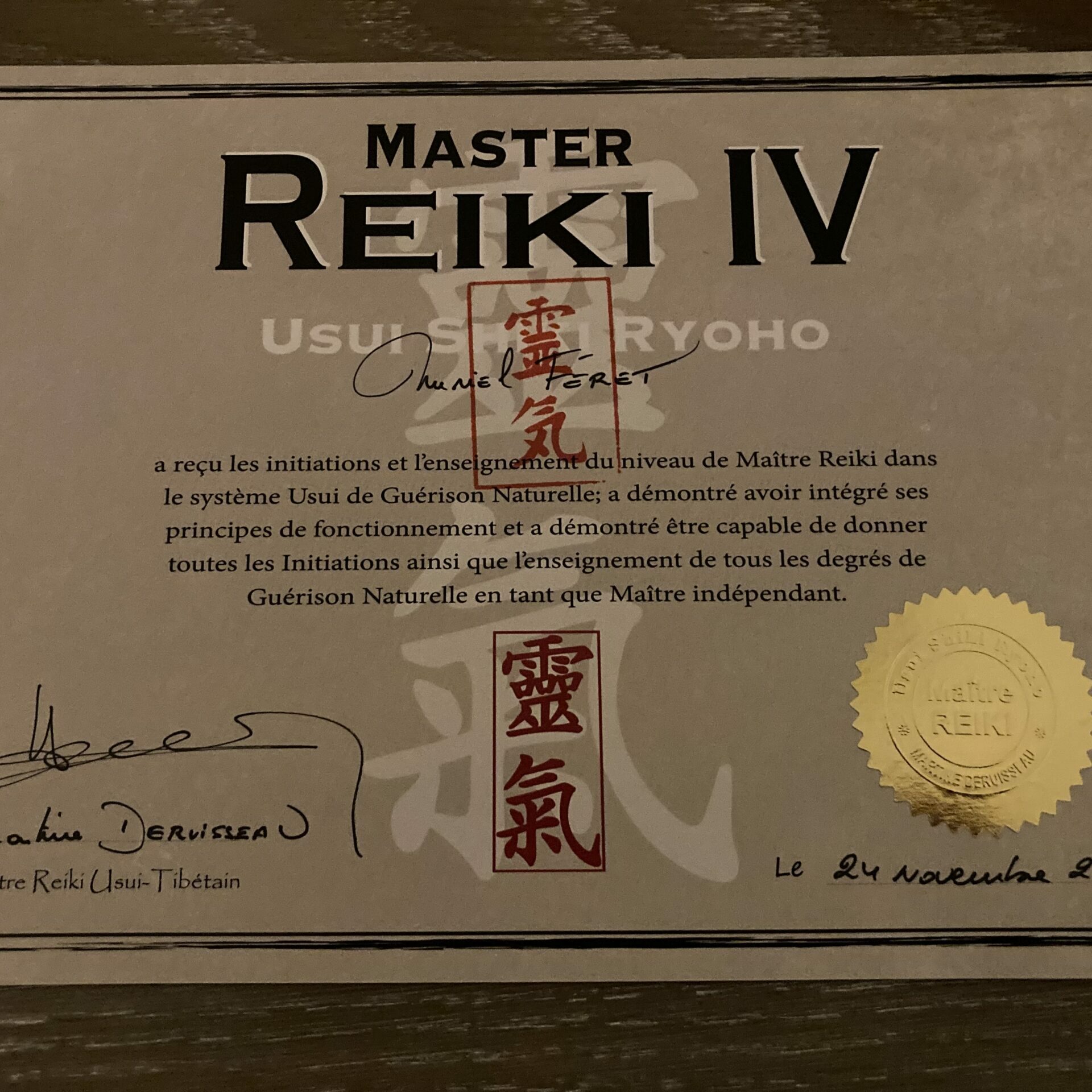 Diplome Reiki niveau 4